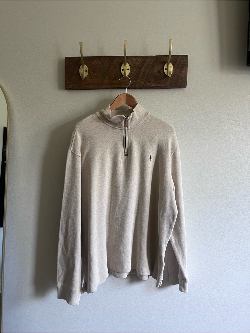 Polo by Ralph Lauren Men’s Beige quarter Zip Sweater